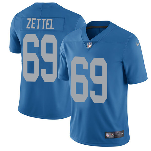 Nike Lions #69 Anthony Zettel Blue Throwback Men's Stitched NFL Vapor Untouchable Limited Jersey - Click Image to Close